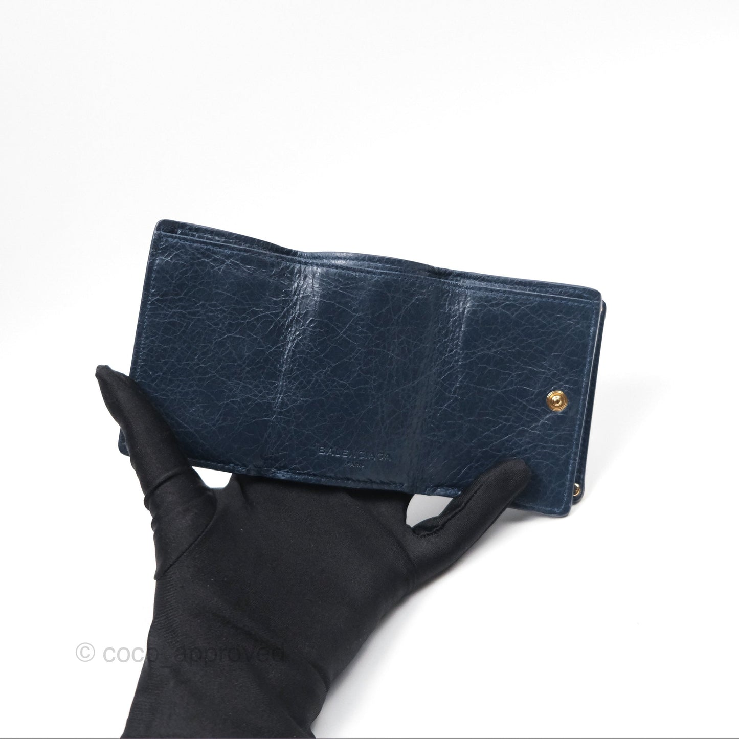 Balenciaga Le City Mini Wallet Navy Gold Hardware