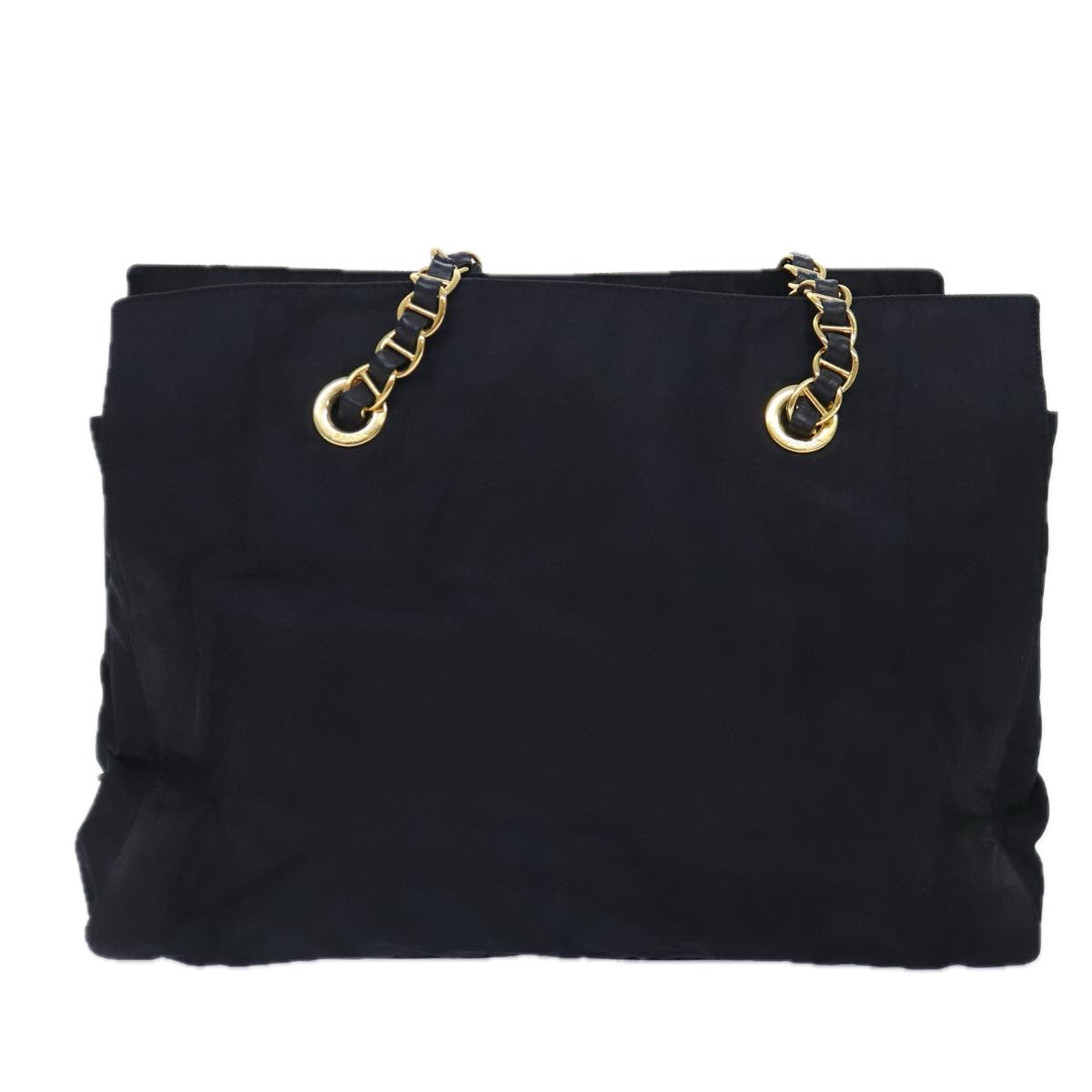 Luxury Prada Chain Tote Bag Nylon Black Gold  93405