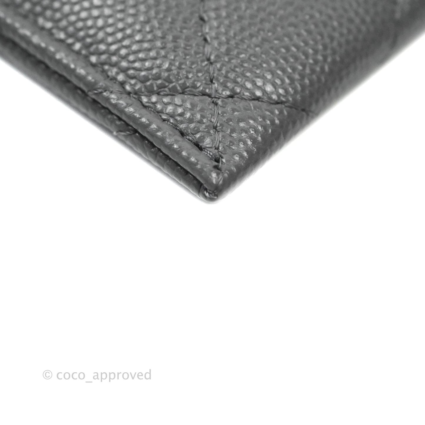 Chanel French New Wave Quilted Flat Card Holder Dark Grey Caviar 20K