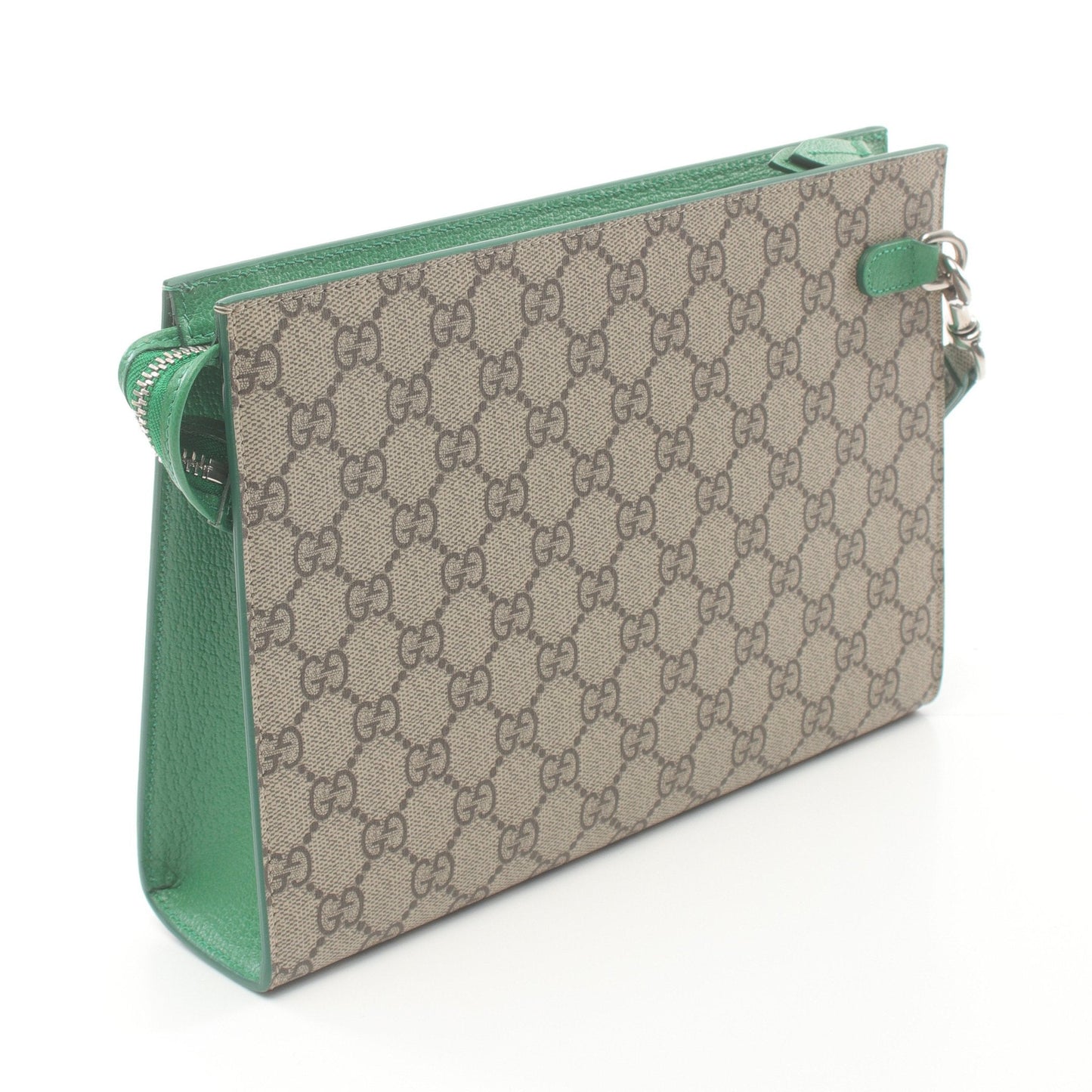Luxury Gucci Trending 2025 GG Supreme Pouch Clutch bag PVC Leather Beige Green