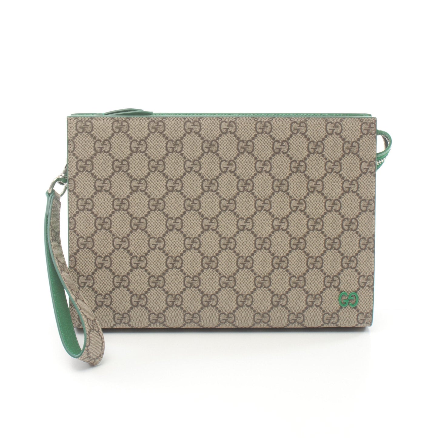 Luxury Gucci Trending 2025 GG Supreme Pouch Clutch bag PVC Leather Beige Green