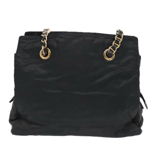 Luxury Prada Chain Tote Bag Nylon Black Gold  93471