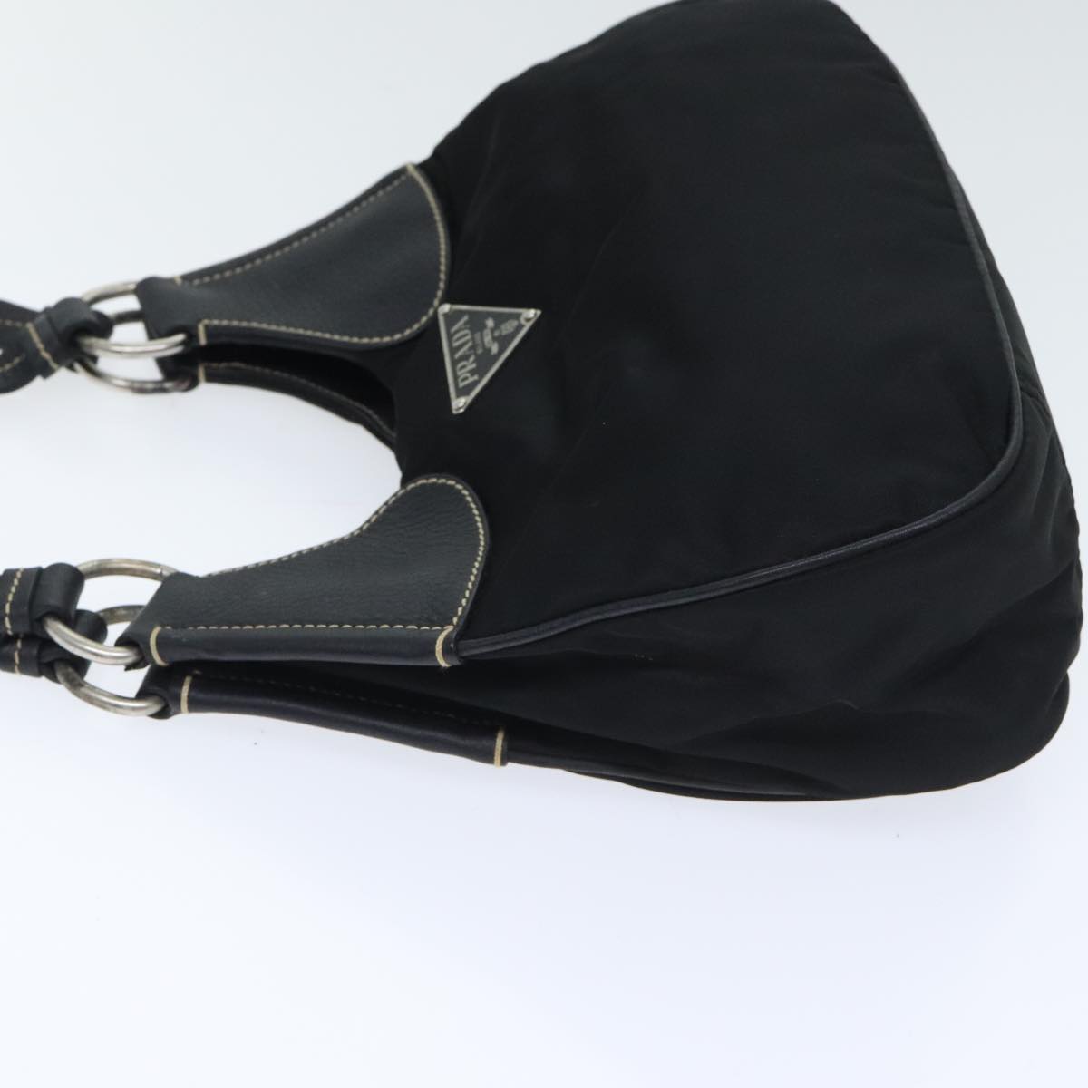 Luxury Prada Hand Bag Nylon Black Silver  93474