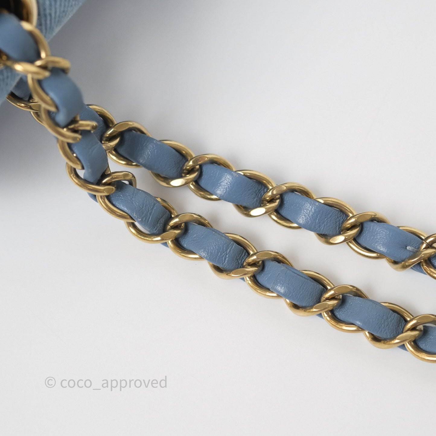 Chanel Quilted Small Double Flap Blue Printed Denim Gold Hardware