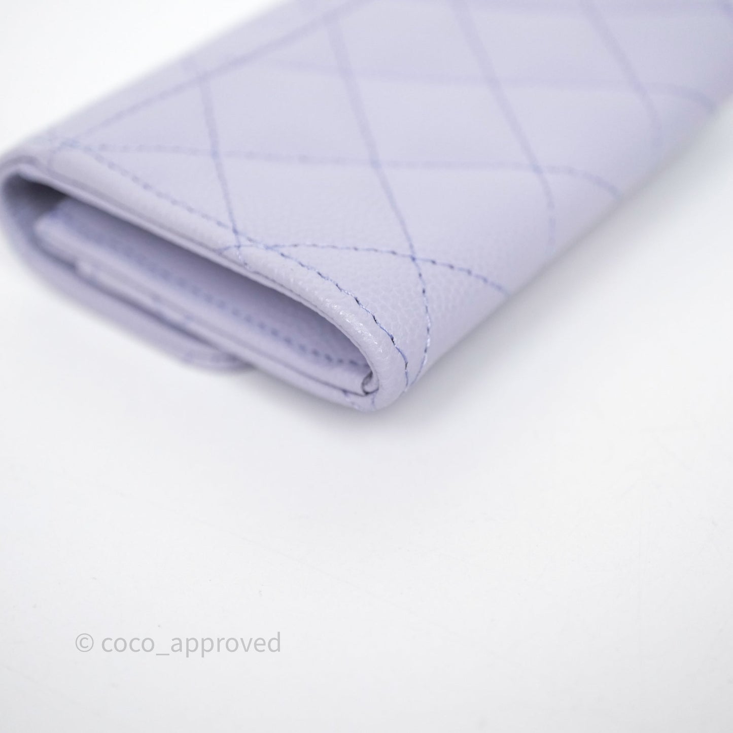 Chanel Quilted Flap Card Holder Lilac Caviar Silver Hardware