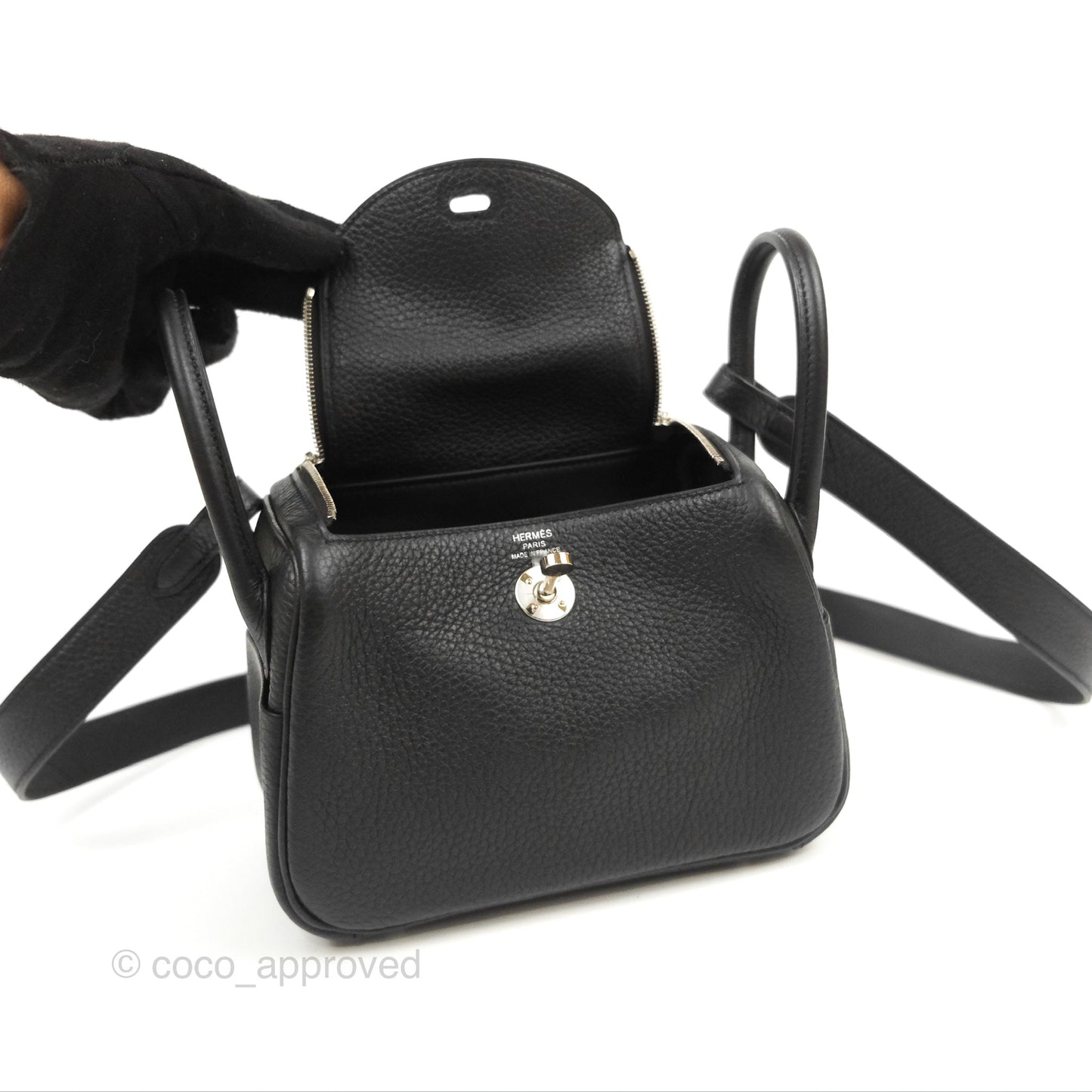Hermès Mini Lindy 20 Black Noir Clemence Palladium Hardware