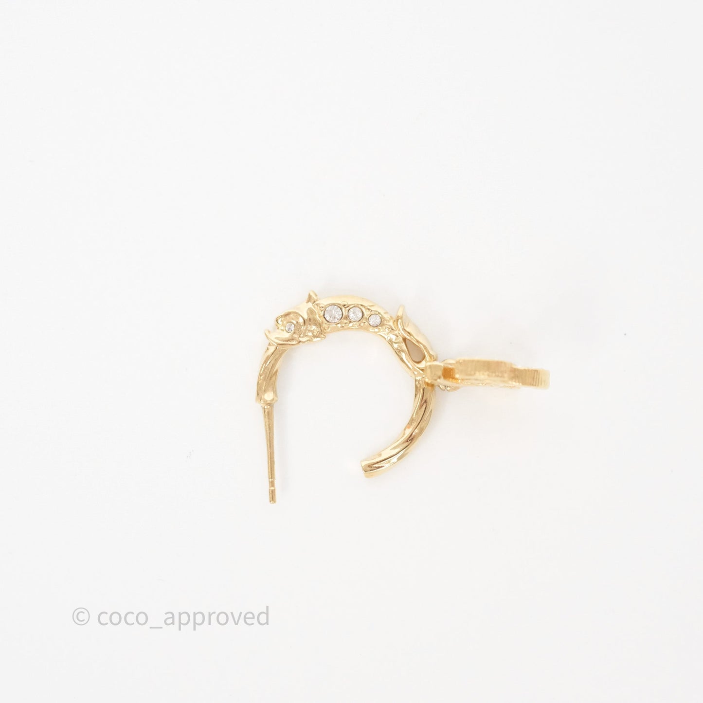 Chanel CC Crystal Hoop Earrings Gold Tone 23C
