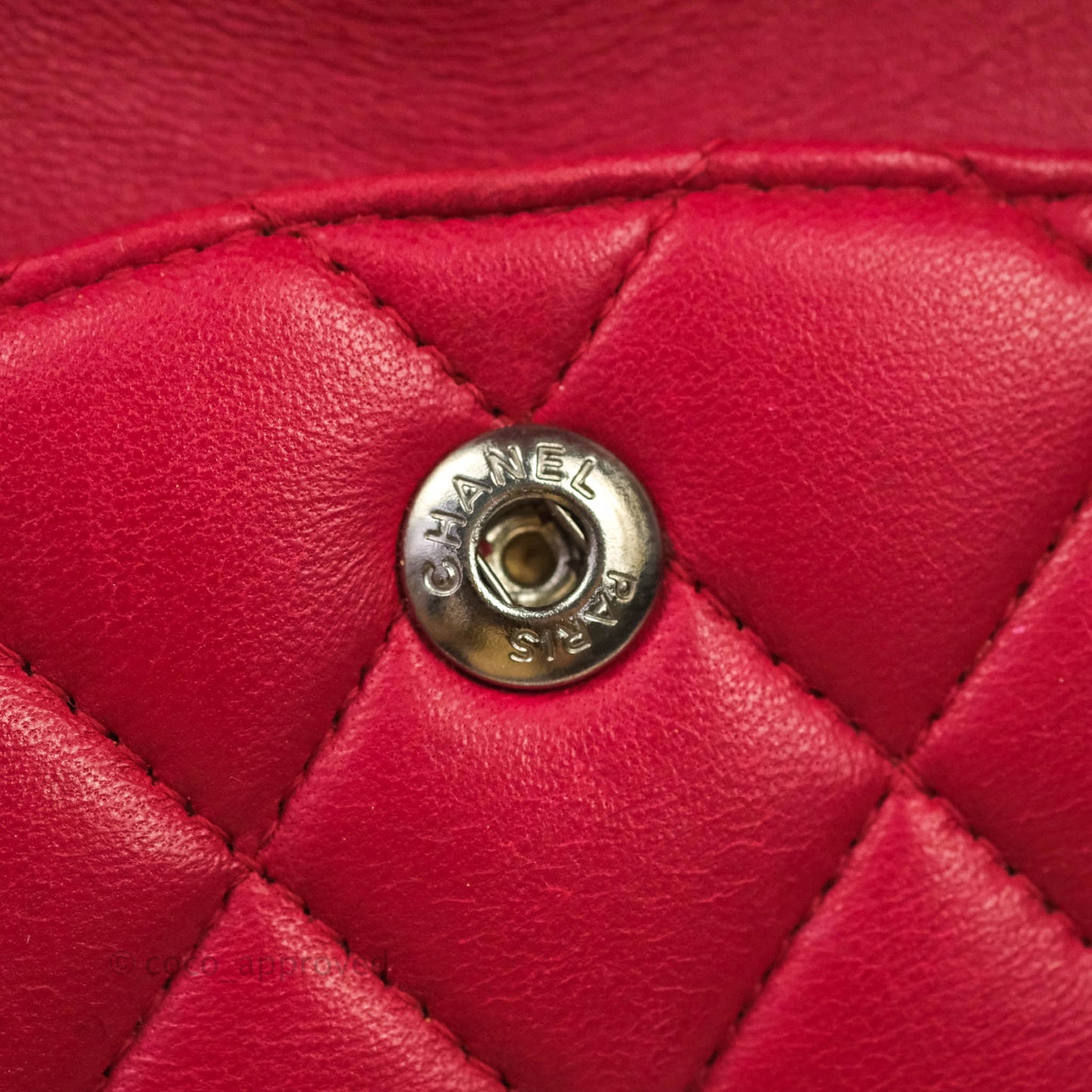 Chanel Classic M/L Medium Double Flap Red Lambskin Silver Hardware