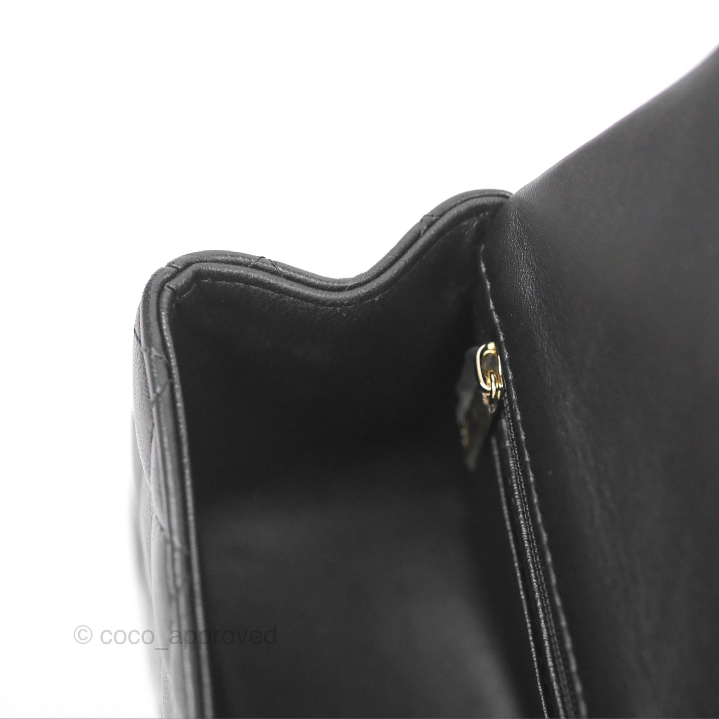 Chanel Top Handle Mini Rectangular Flap Bag with Charm Black Lambskin Gold Hardware