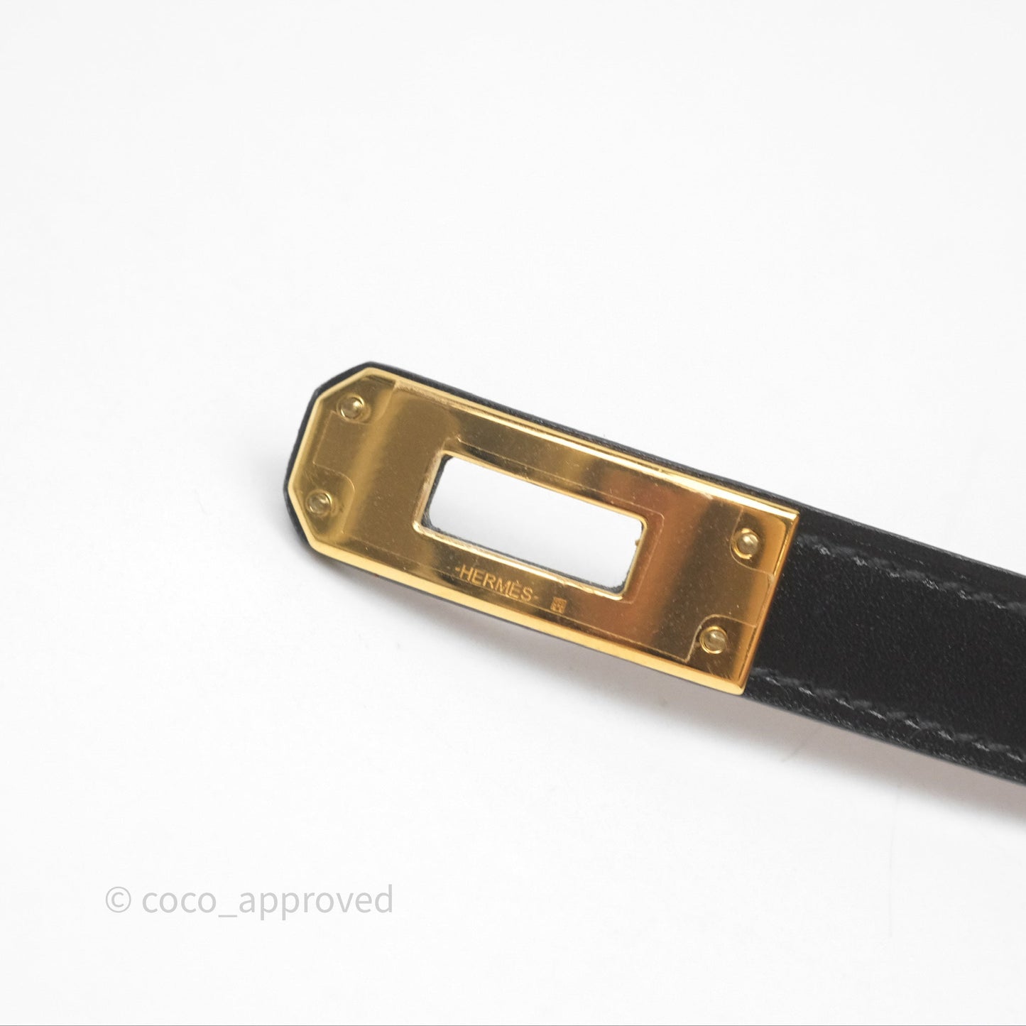 Hermès Kelly Double Tour Box Leather Bracelet Black Gold Hardware