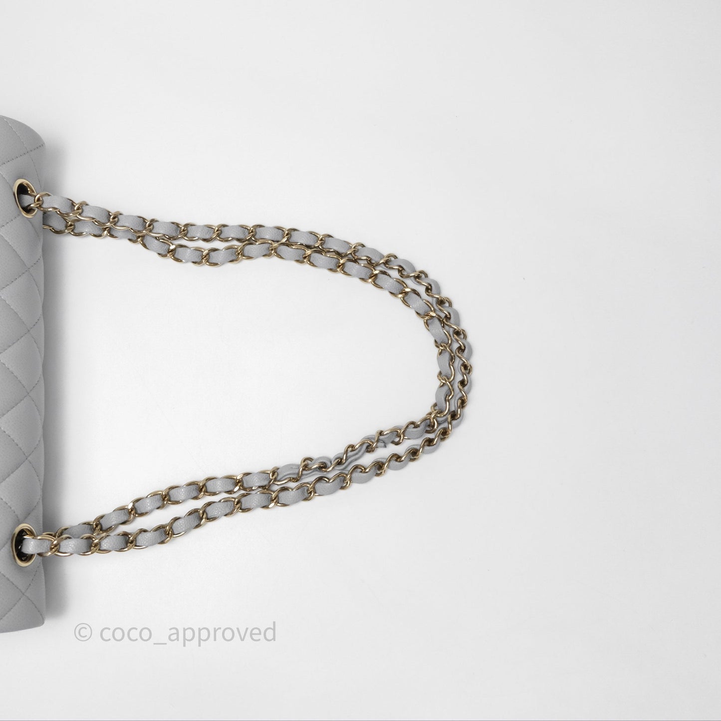 Chanel M/L Medium Classic Flap Quilted Grey Caviar Gold Hardware