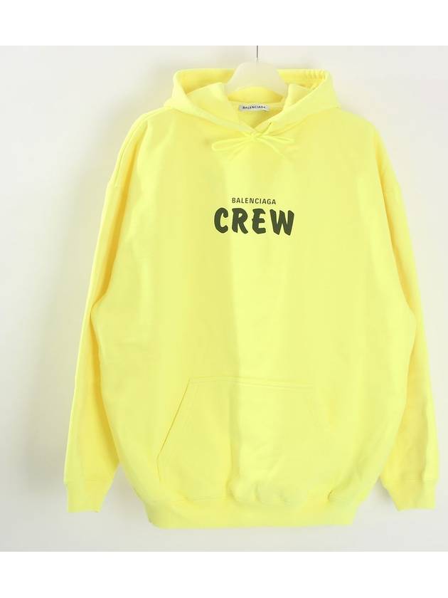 Luxury Balenciaga Crew Logo Print Oversized Hoodie Yellow