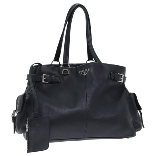 Luxury Prada Tote Bag Leather Black Silver  93509