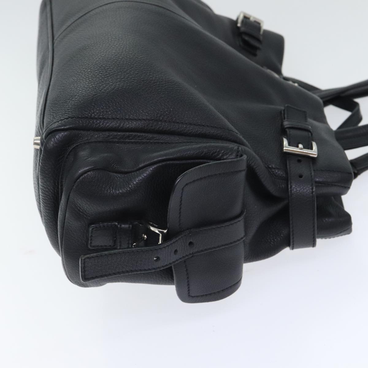 Luxury Prada Tote Bag Leather Black Silver  93509