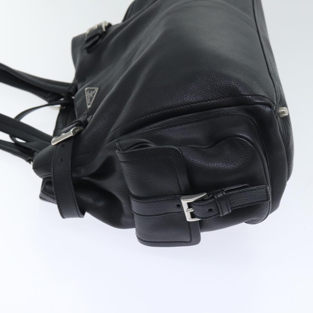 Luxury Prada Tote Bag Leather Black Silver  93509
