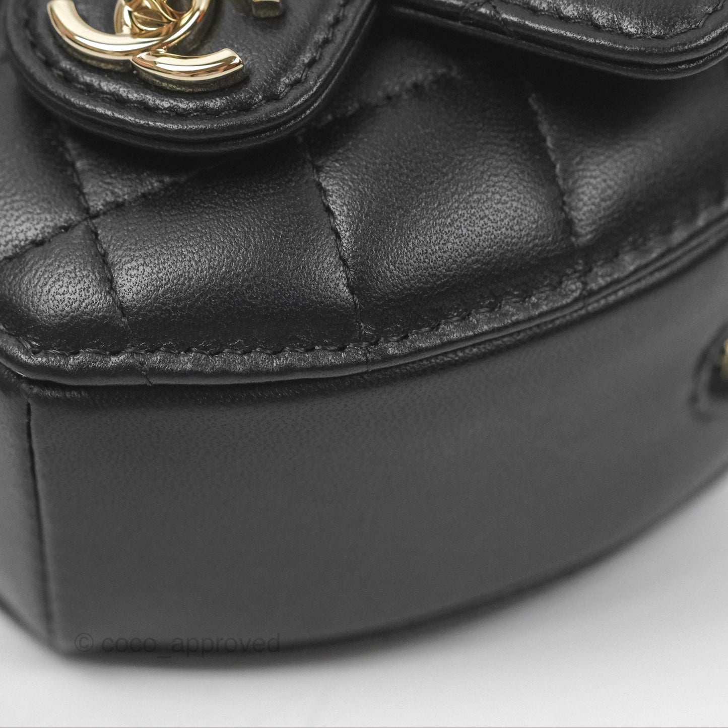 Chanel Mini Heart Belt Bag Black Lambskin Gold Hardware 22S