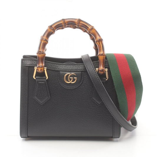 Luxury Gucci Trending 2025 Diana Mini Bamboo Handbag Tote bag Leather Black