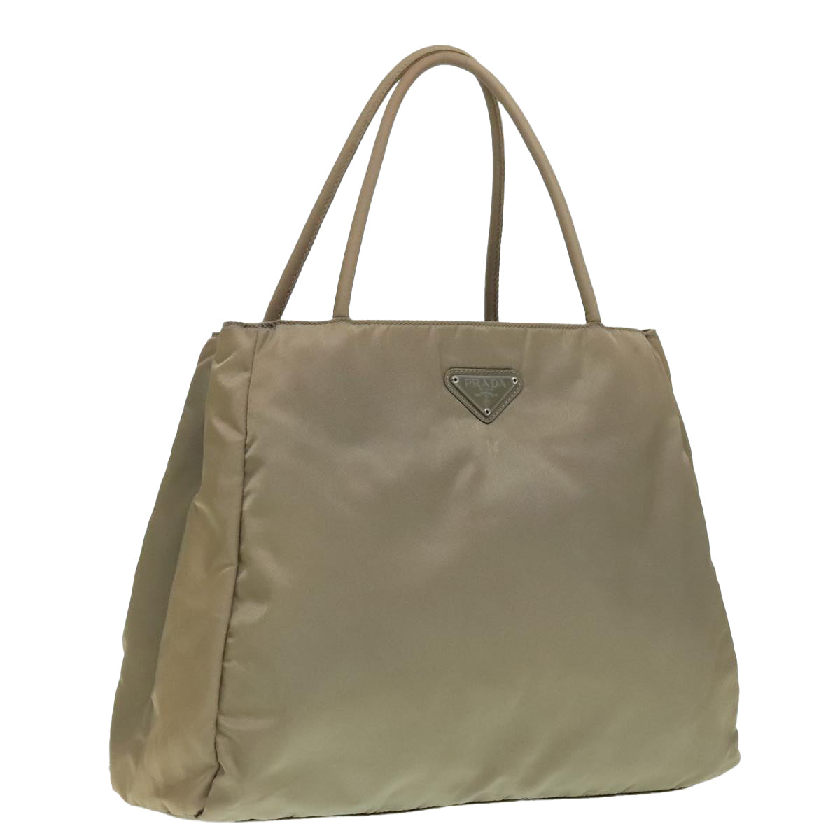Luxury Prada Hand Bag Nylon Beige Silver  93522