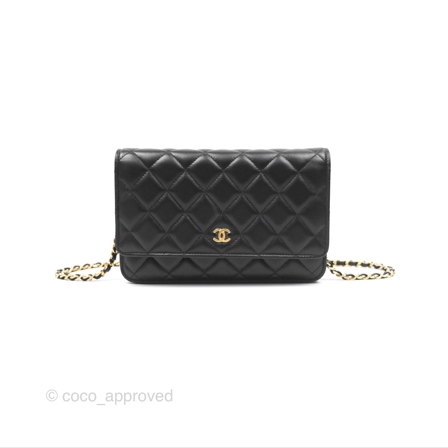 Chanel Quilted Classic Wallet on Chain WOC Black Lambskin Gold Hardware