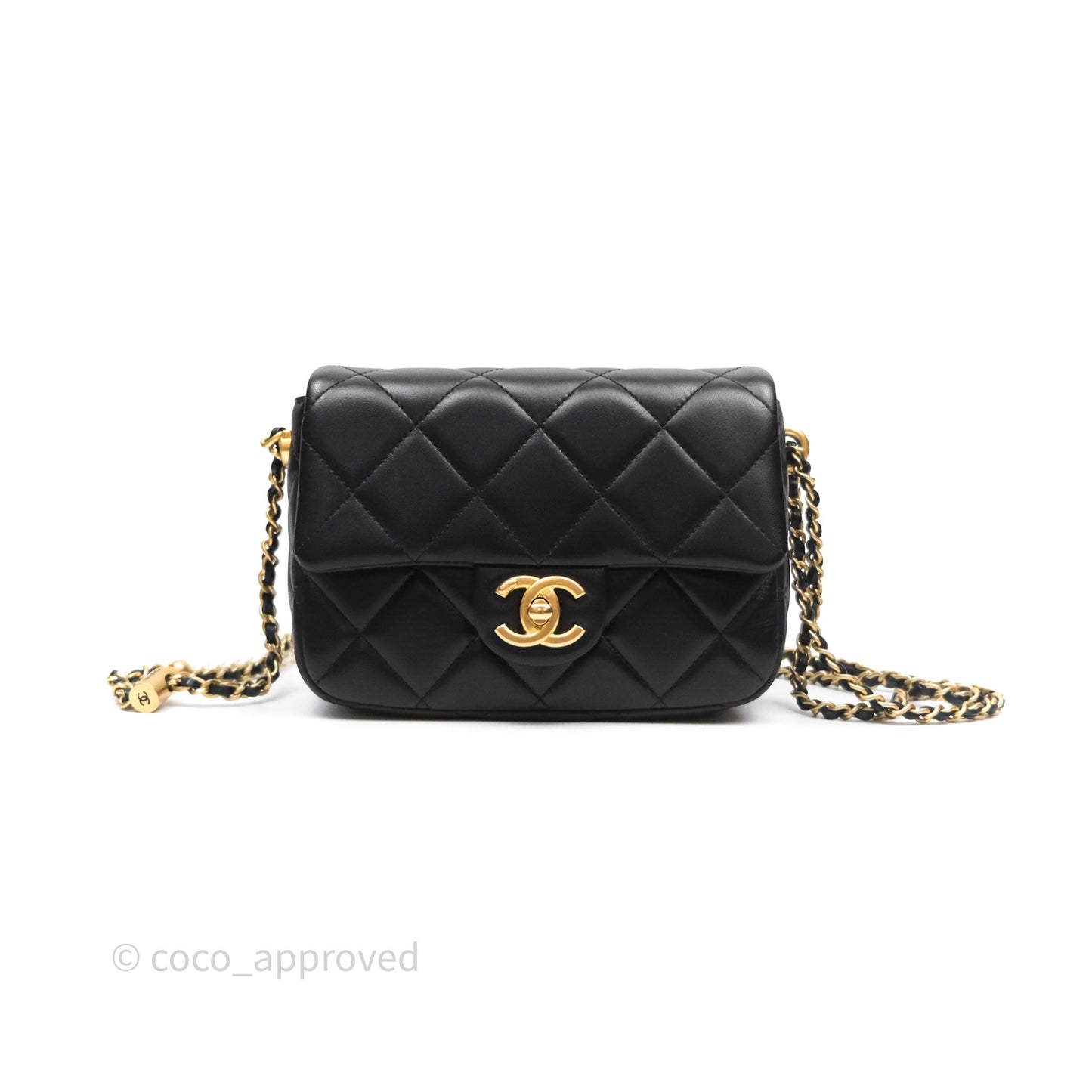 Chanel Quilted My Perfect Mini With Pearl Black Lambskin Gold Hardware 21K