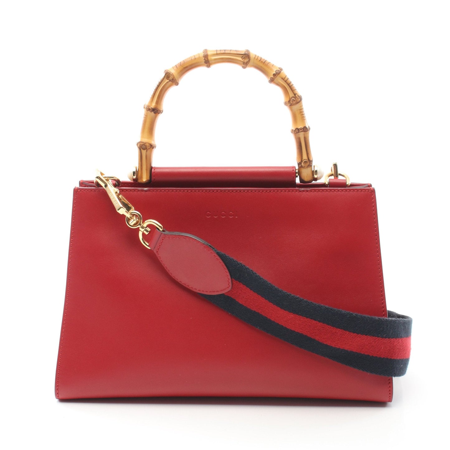 Luxury Gucci Trending 2025 Nym Fair Bamboo Handbag Leather Red 2WAY