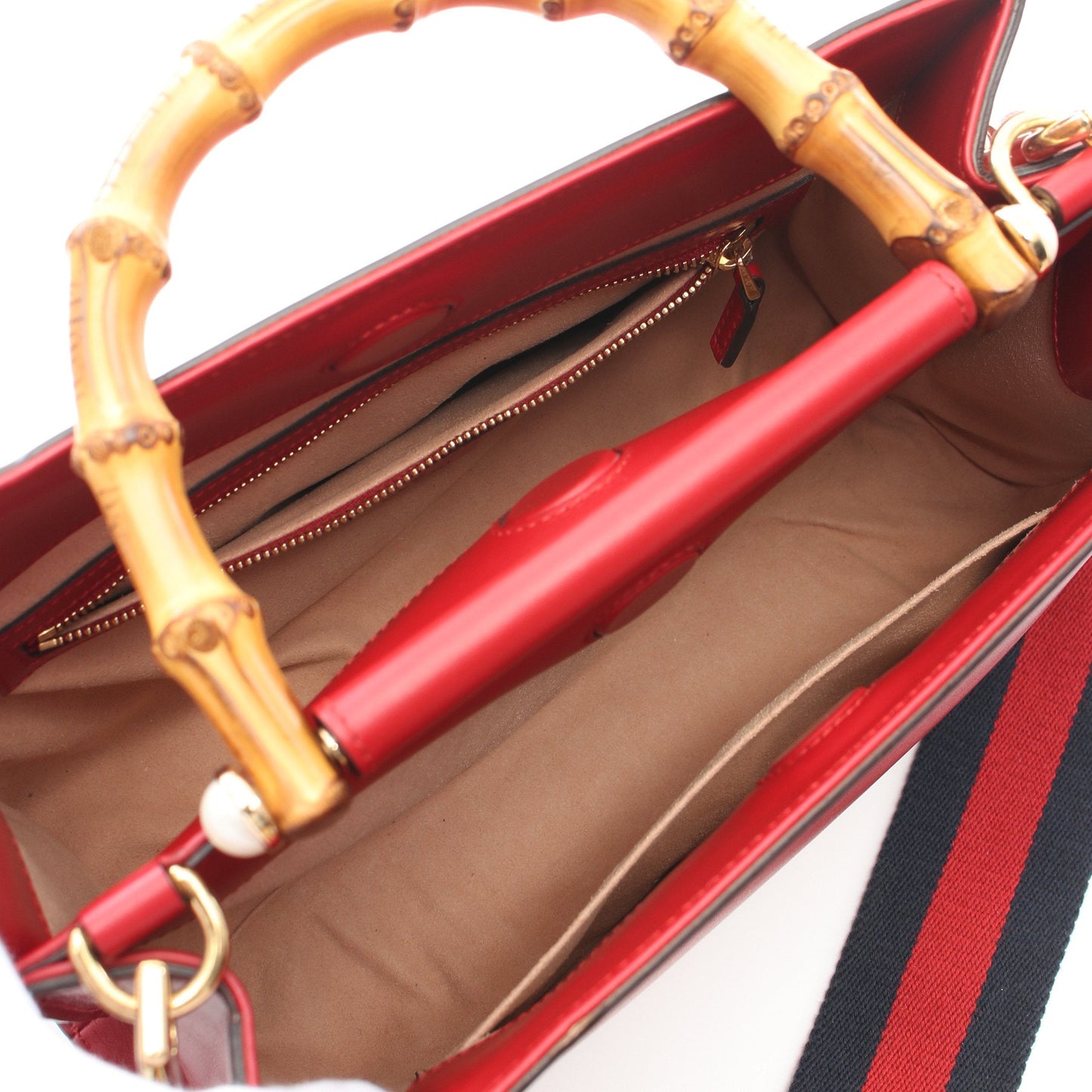 Luxury Gucci Trending 2025 Nym Fair Bamboo Handbag Leather Red 2WAY