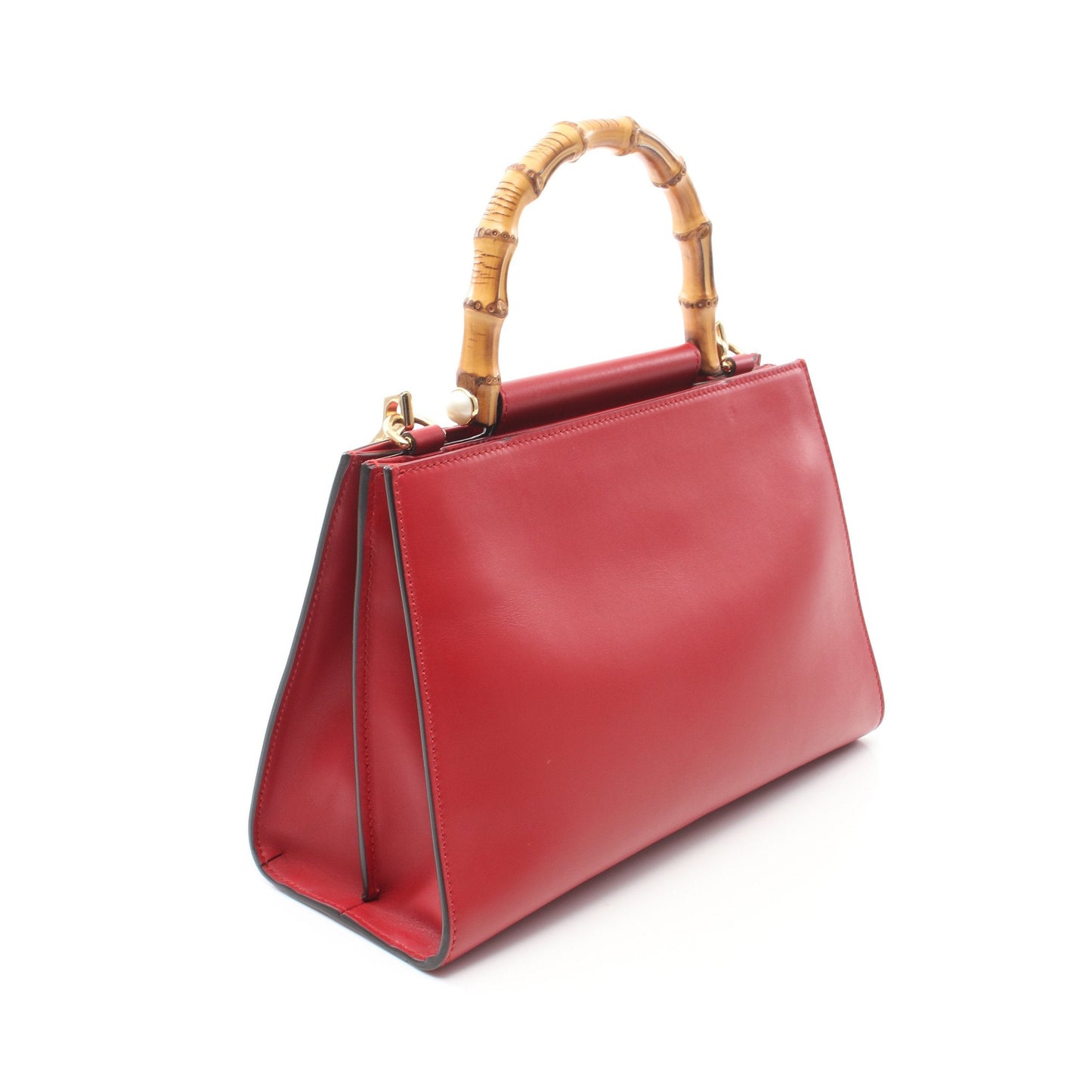 Luxury Gucci Trending 2025 Nym Fair Bamboo Handbag Leather Red 2WAY