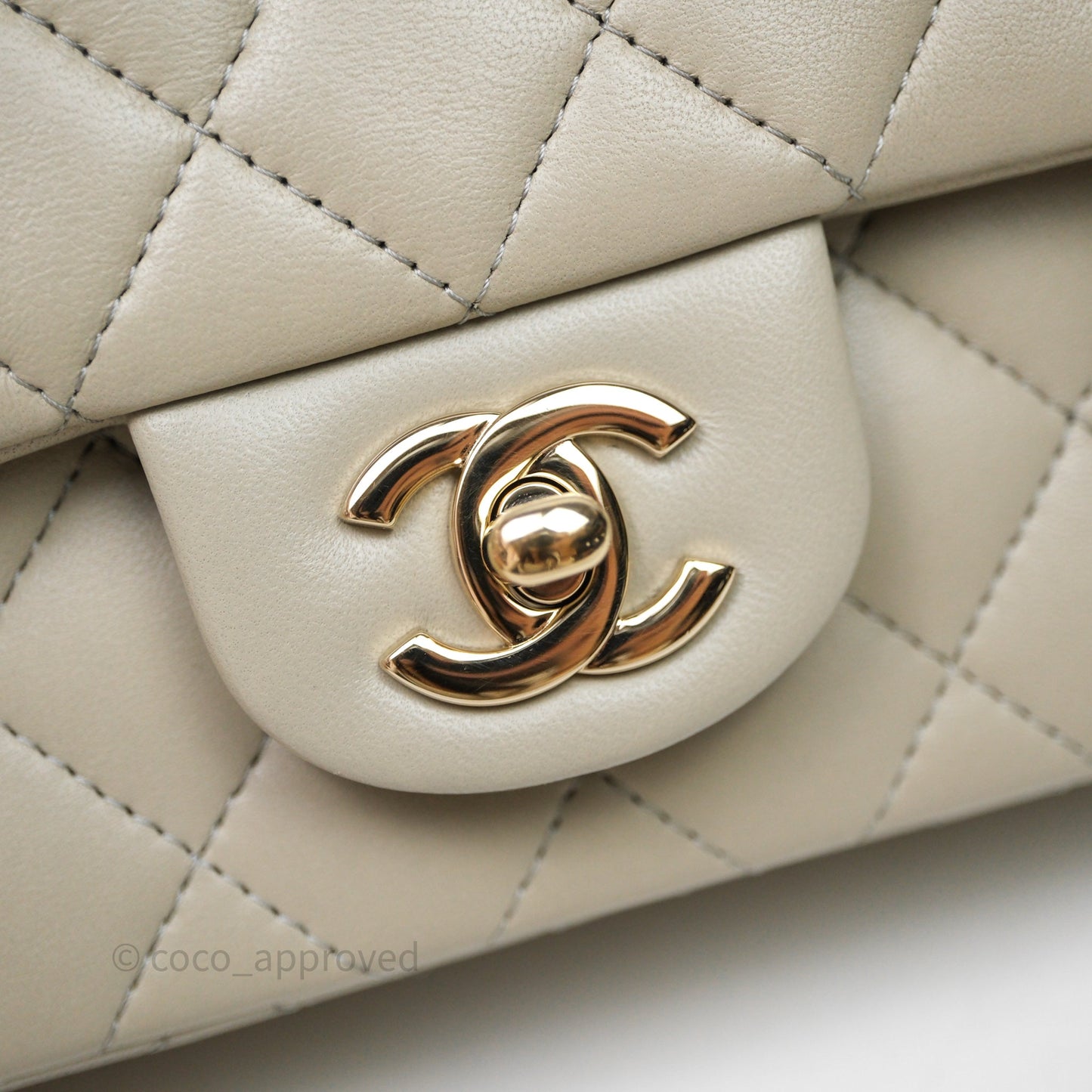 Chanel Mini Rectangular Flap Quilted Light Grey Lambskin Gold Hardware 22C