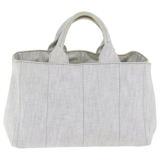 Luxury Prada Canapa MM Hand Bag Canvas 2way Gray Gold  93556