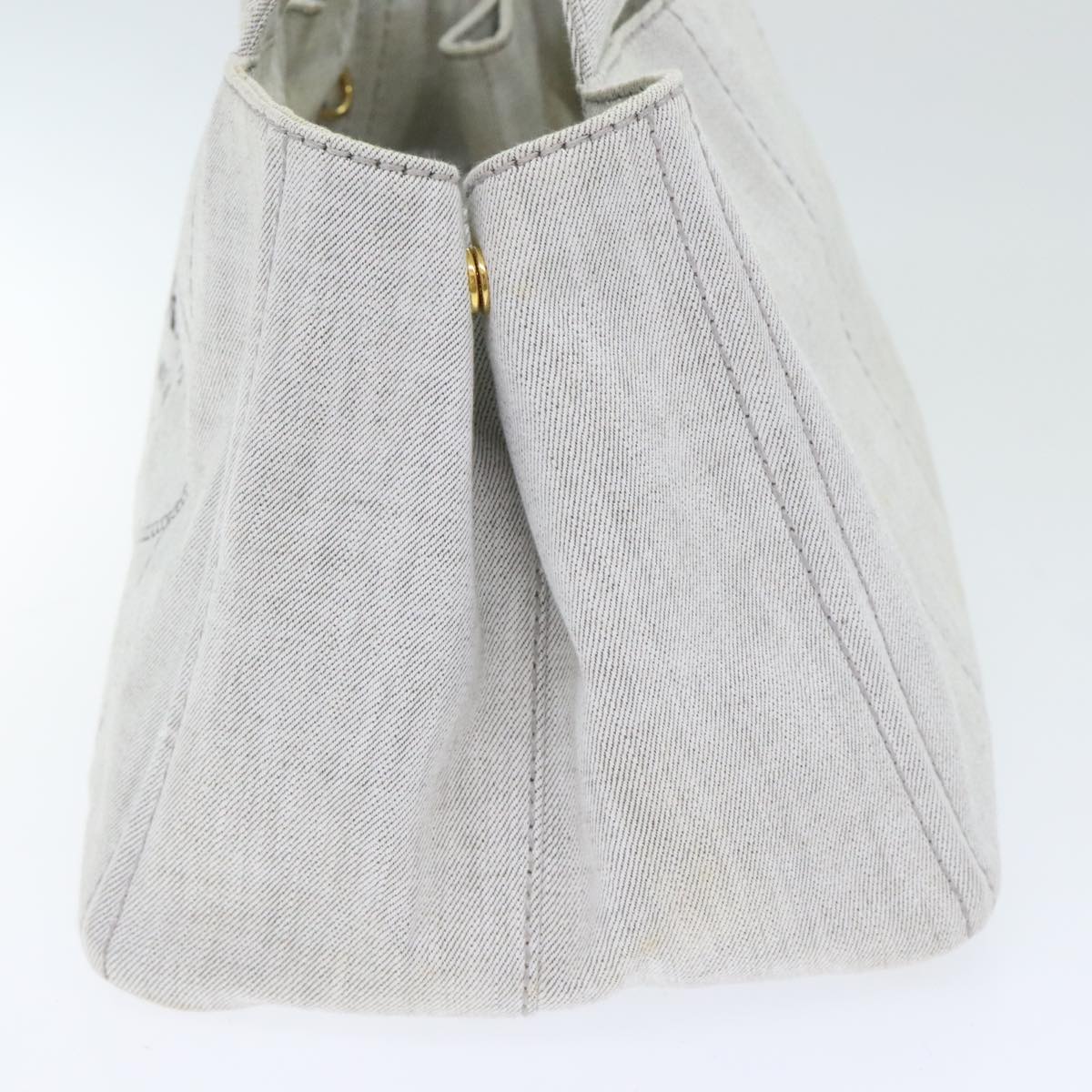 Luxury Prada Canapa MM Hand Bag Canvas 2way Gray Gold  93556