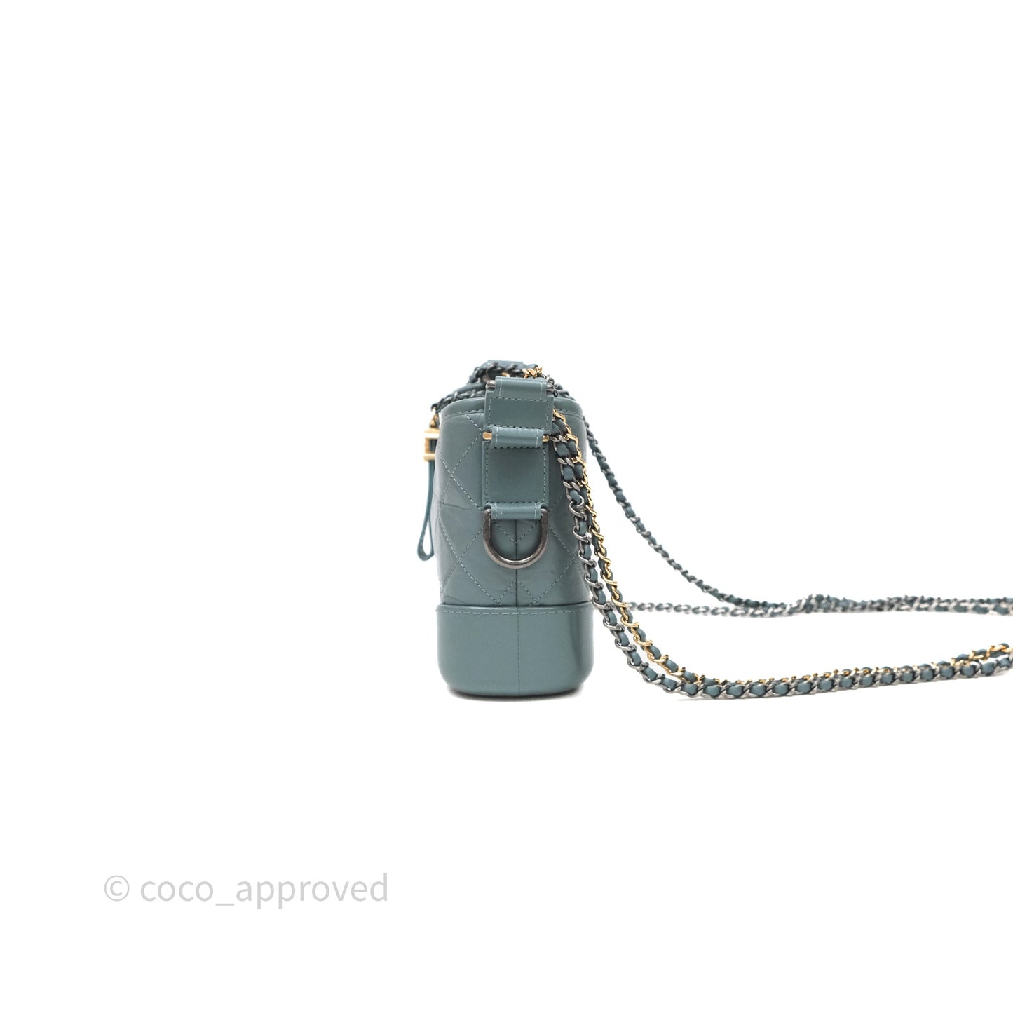 Chanel Small Gabrielle Hobo Quilted Grey Green Aged Calfskin