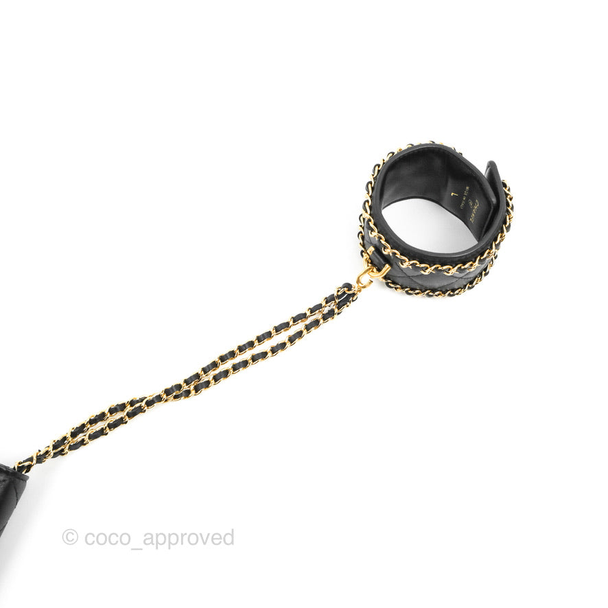 Chanel Flap Card Holder with Cuff Black Lambskin Gold Hardware