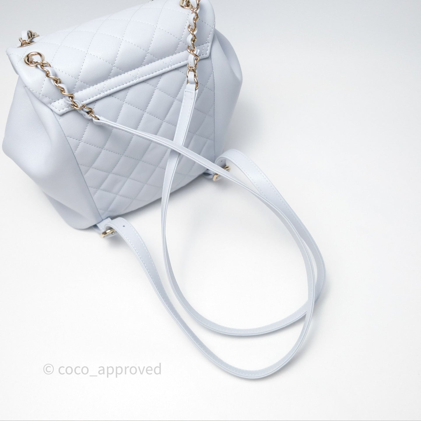 Chanel Quilted Large Duma Drawstring Backpack Light Blue Calfskin