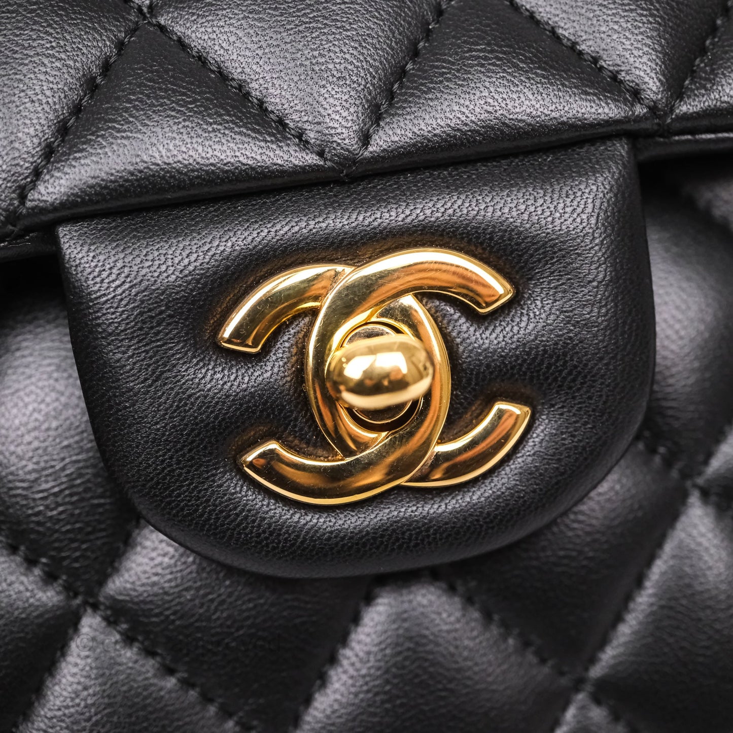 Chanel Small Classic Flap Quilted Black Lambskin Gold Hardware