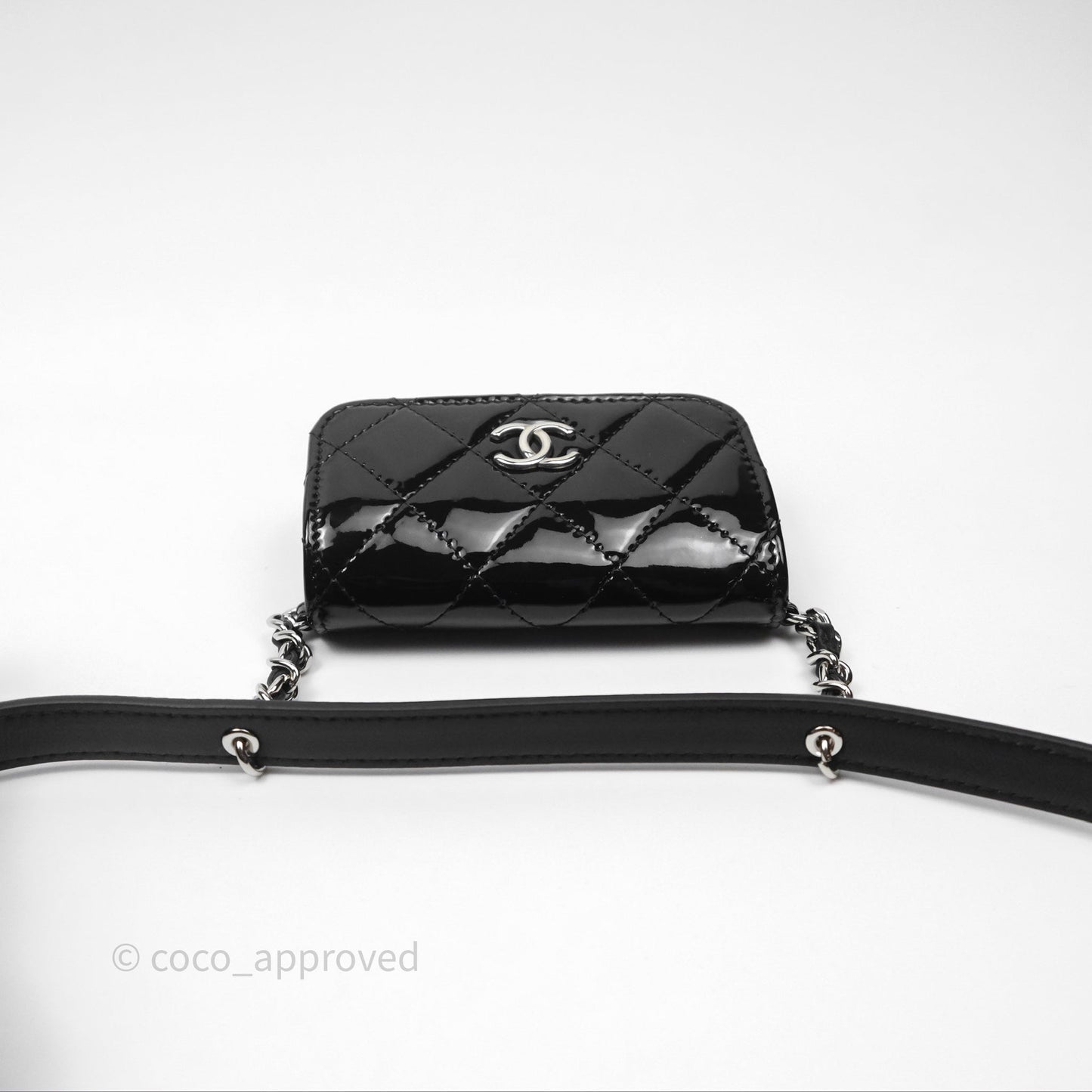 Chanel Double Waist Belt Bag Patent Pink / Black Silver Hardware