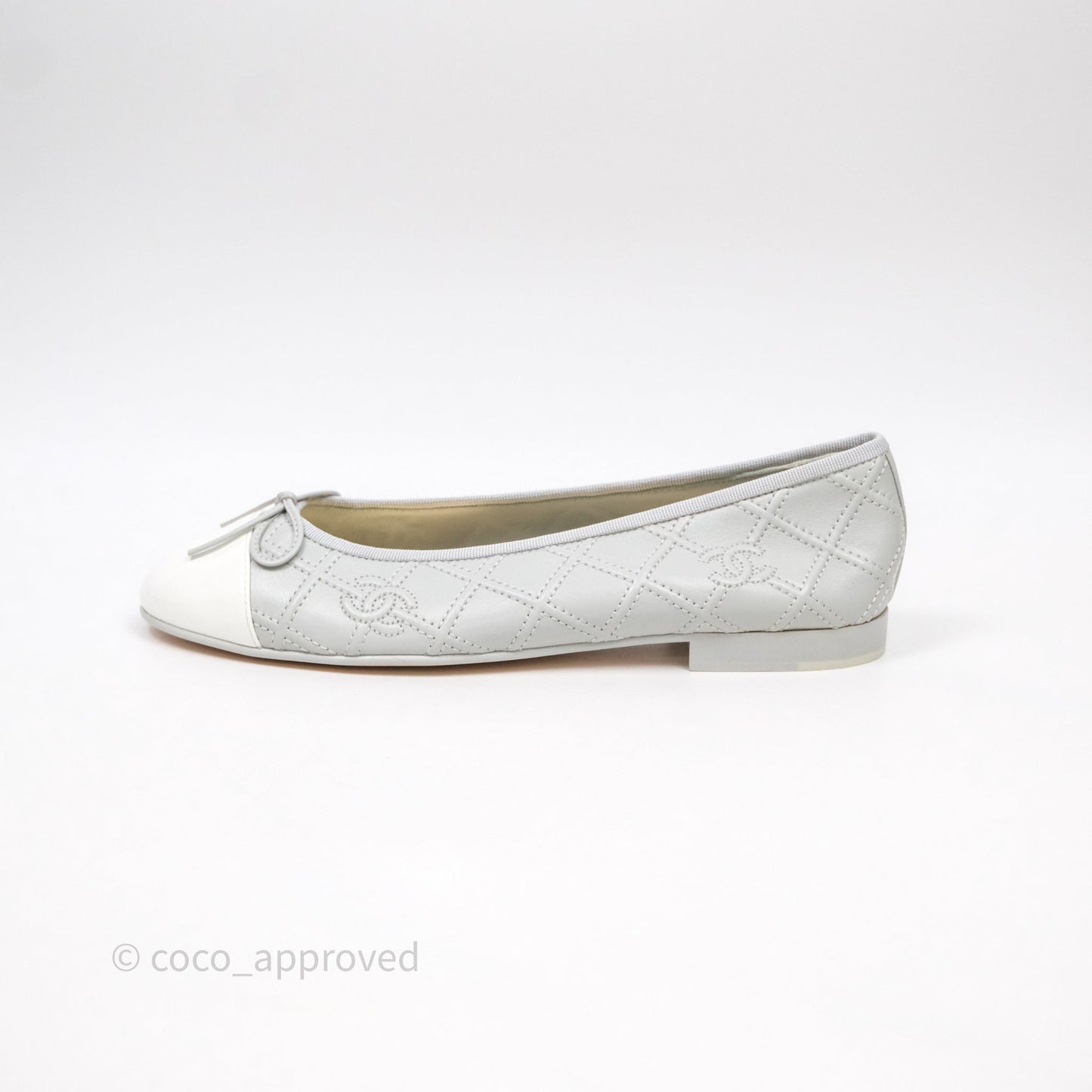 Chanel CC Quilted Grey Ballerina Flats Size 39