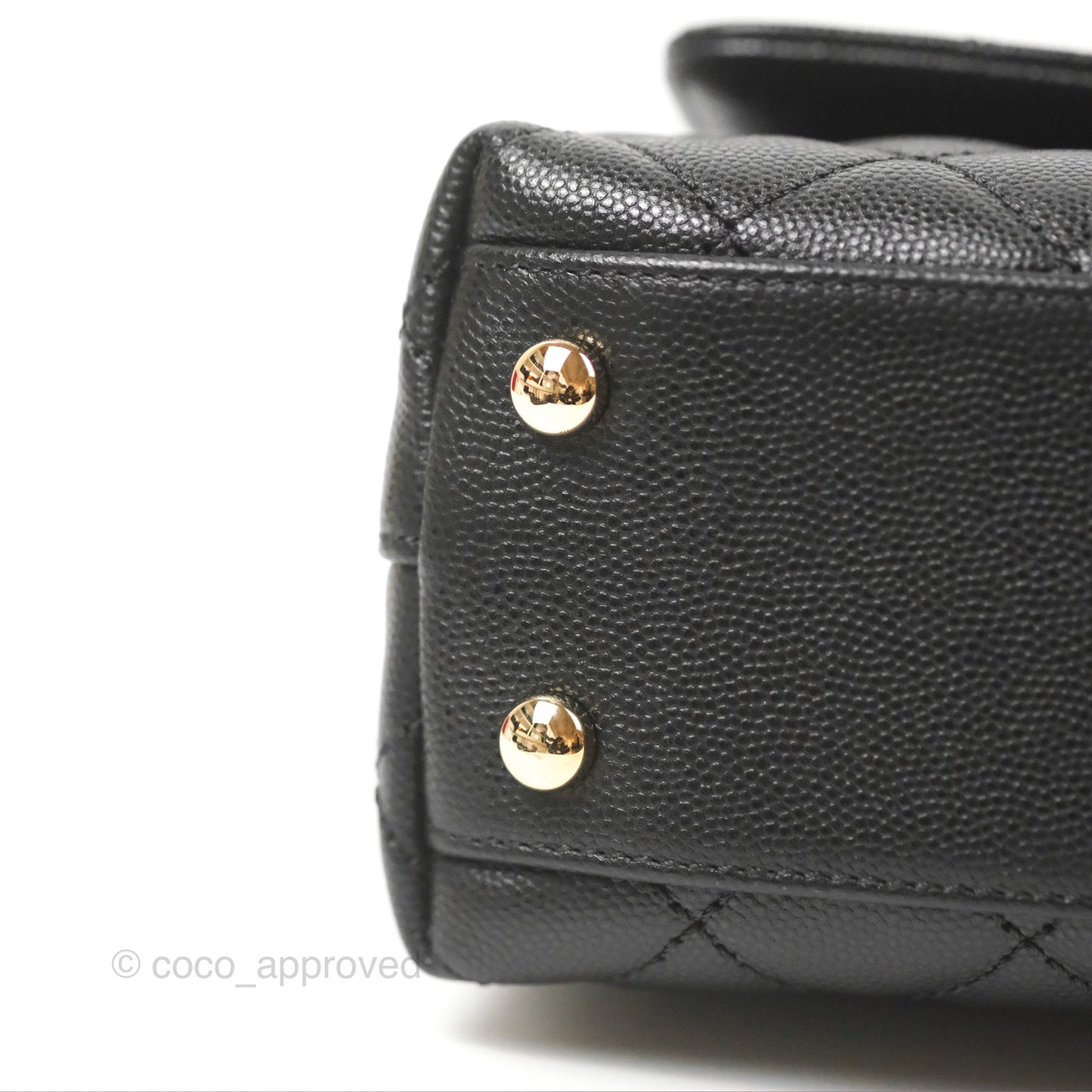 Chanel Small Quilted Coco Handle Black Caviar Gold Hardware