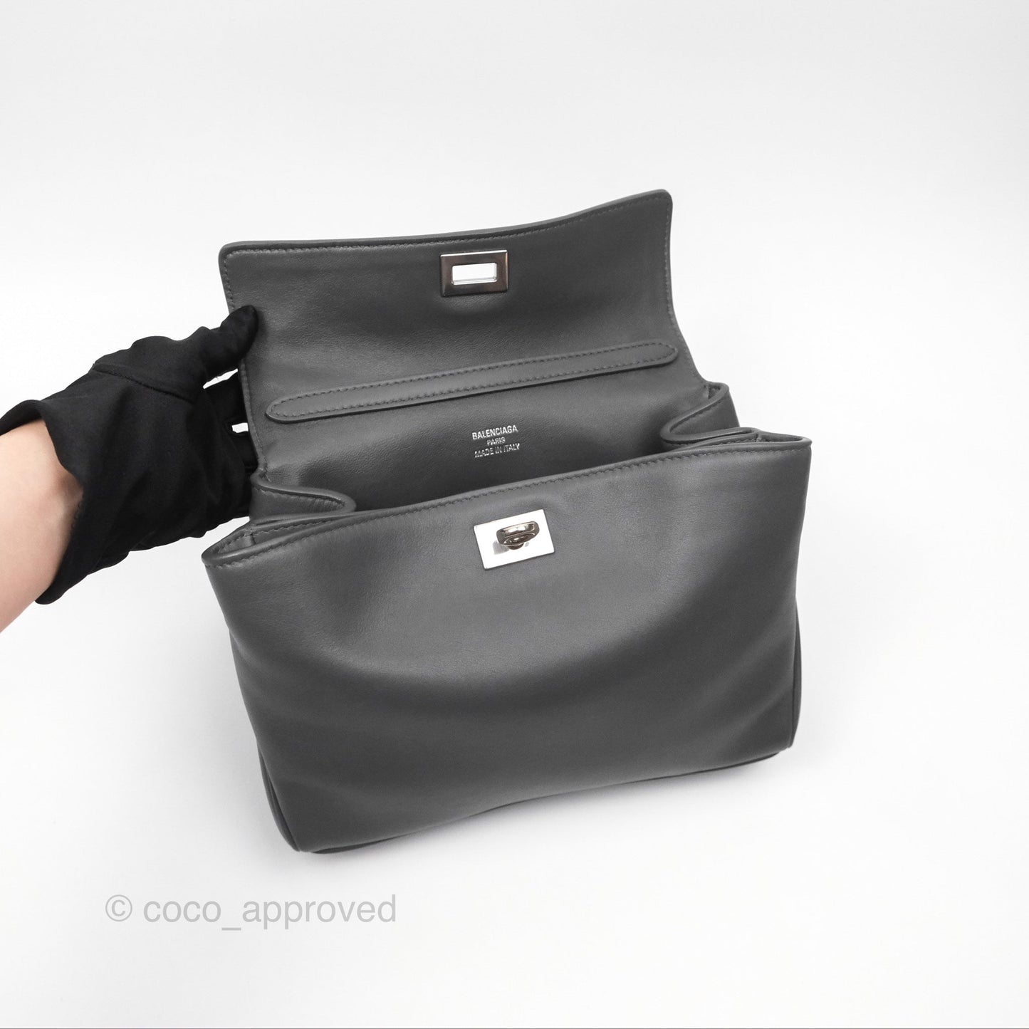 Balenciaga Rodeo Mini in Grey Smooth Calfskin Antique Silver Hardware