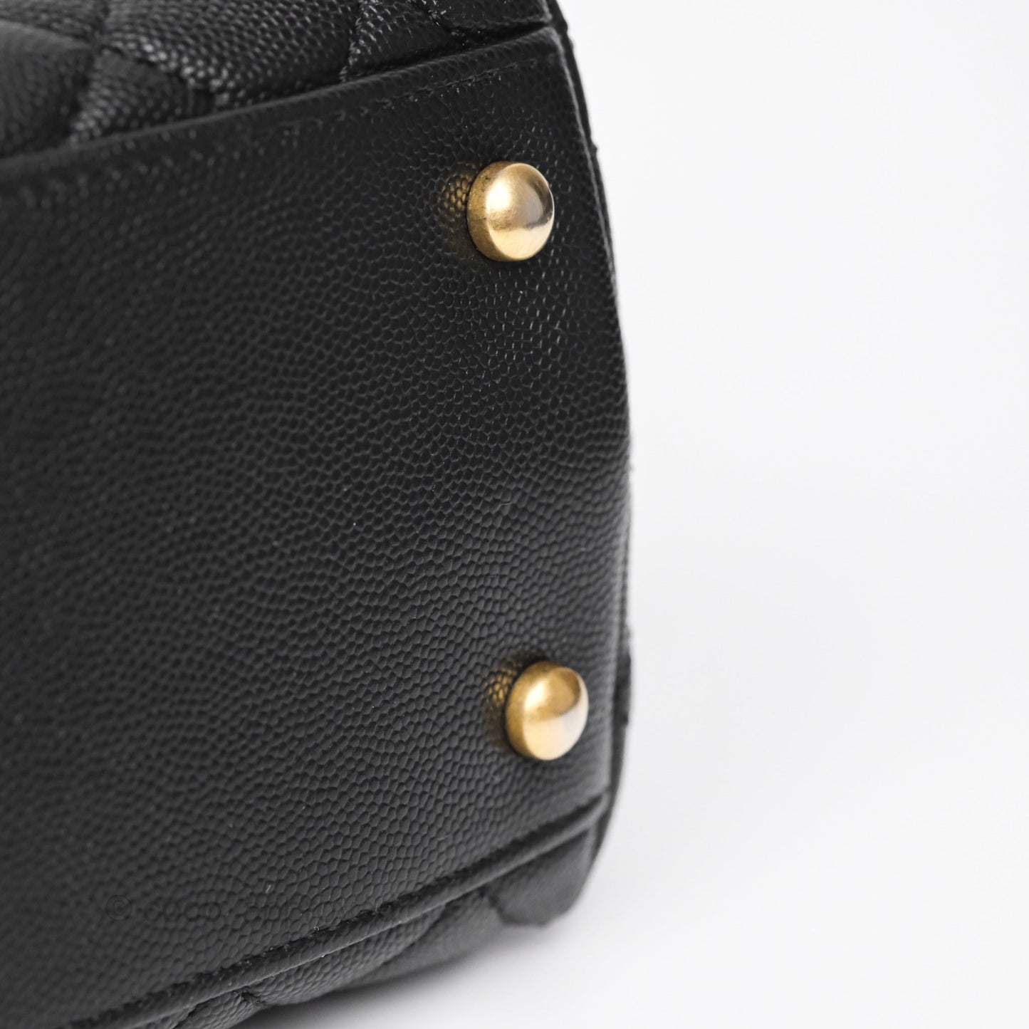 Chanel Medium Coco Handle Quilted Black Caviar Aged Gold Hardware