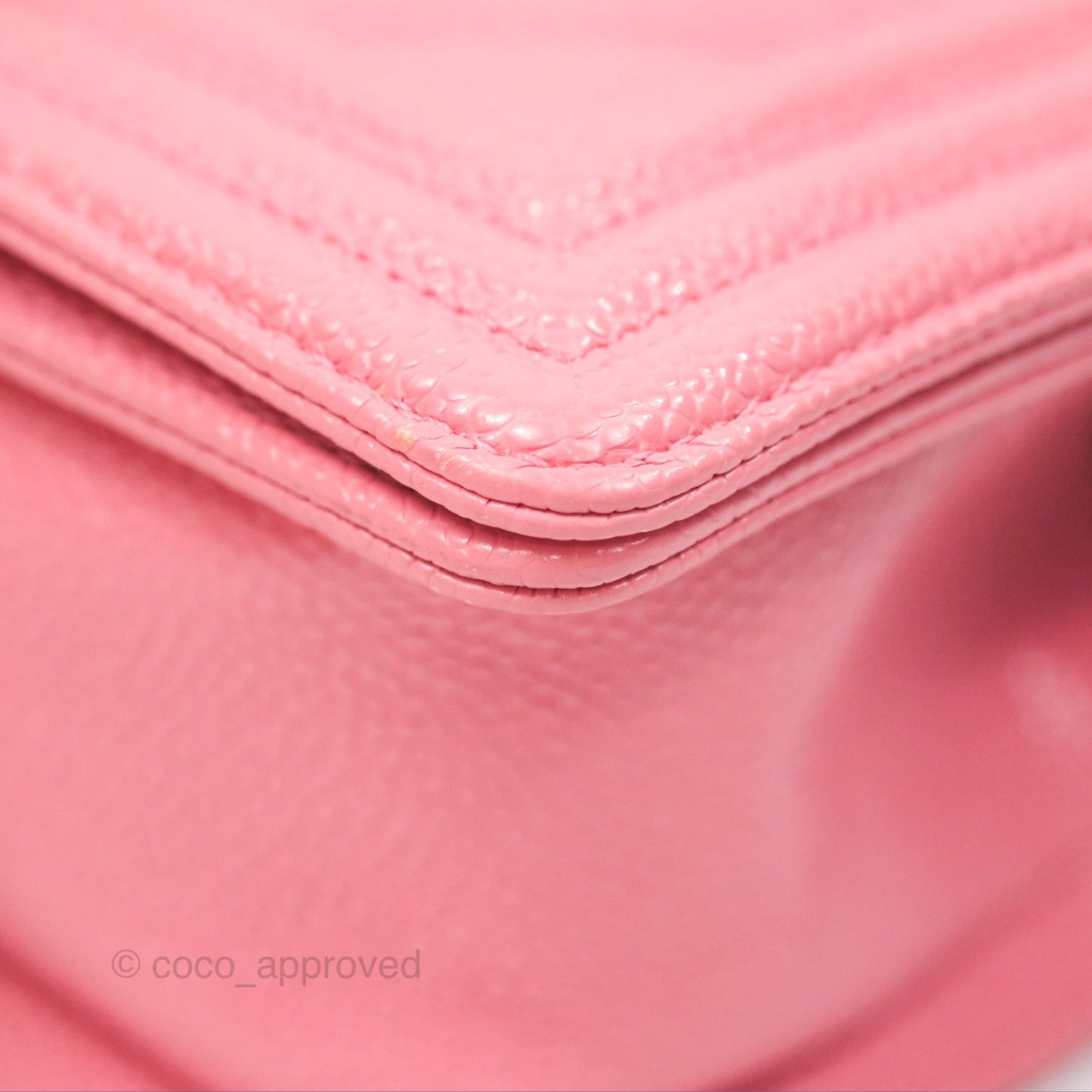 Chanel Small Boy Chevron Pink Caviar Silver Hardware