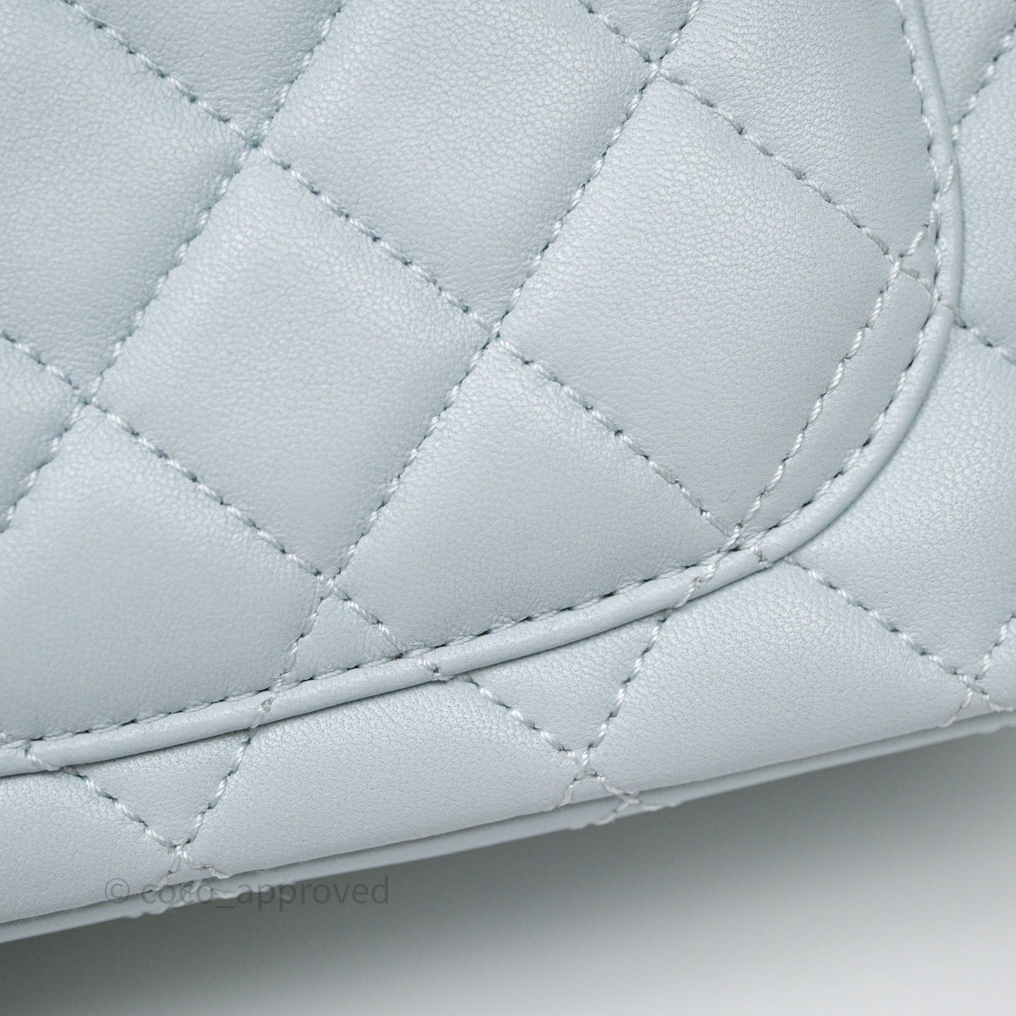 Chanel Pearl Crush Mini Rectangular Light Blue Lambskin Aged Gold Hardware
