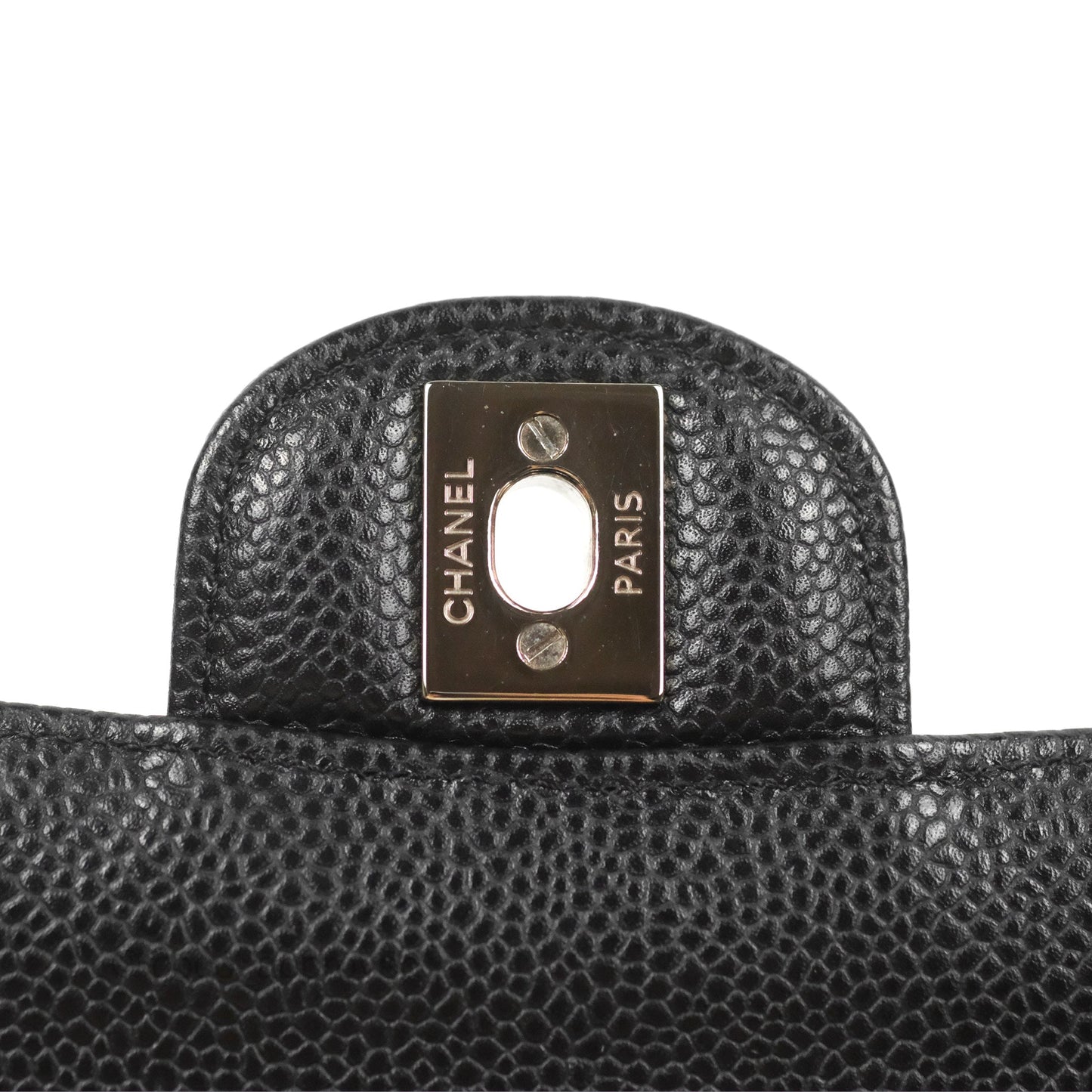 Chanel Classic M/L Medium Flap Quilted Black Caviar Silver Hardware
