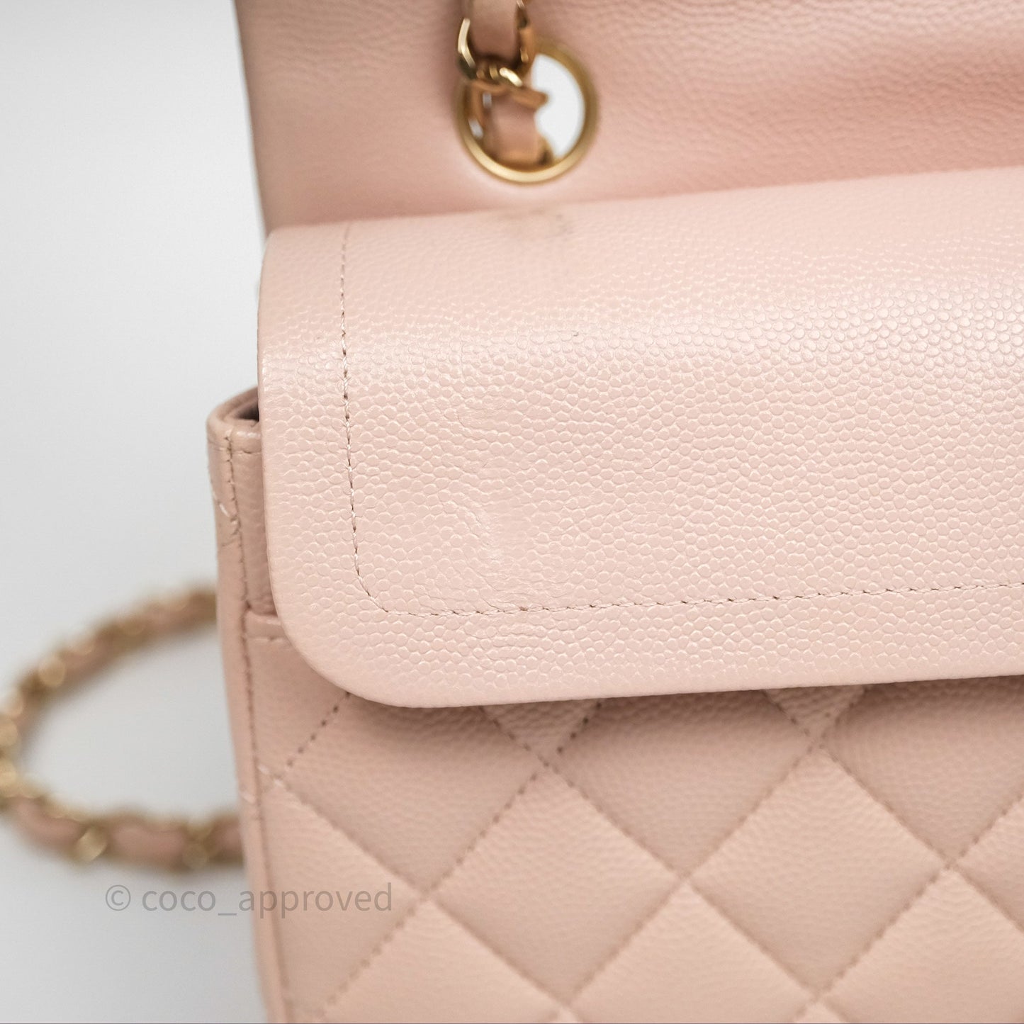 Chanel Small Classic Flap Quilted Rose Clair Caviar Gold Hardware