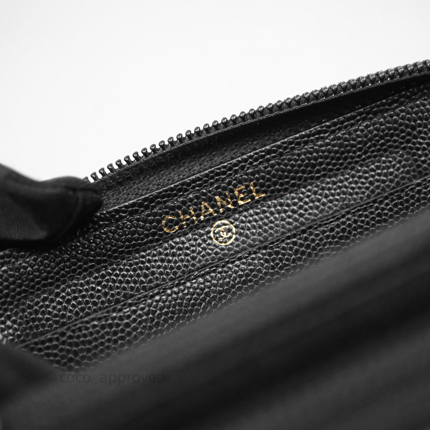 Chanel Boy Zip Wallet Black Caviar Gold Hardware