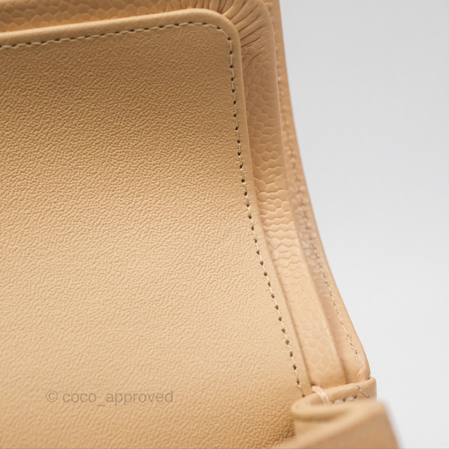Chanel Classic Small S/M Quilted Flap Beige Caviar Gold Hardware