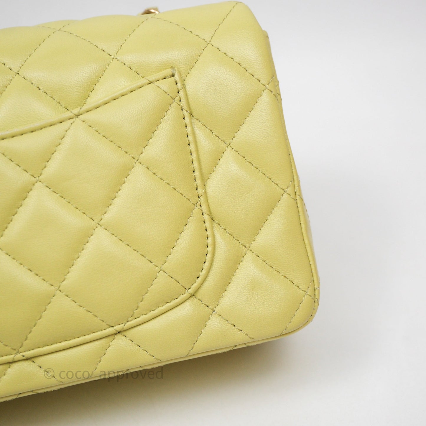 Chanel Mini Rectangular Flap Quilted Green Lambskin Gold Hardware