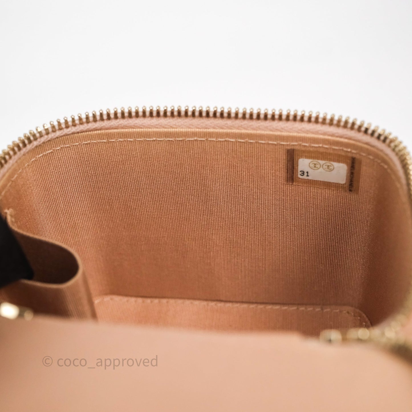 Chanel Mini Top Handle Vanity With Chain Beige Lambskin Aged Gold Hardware