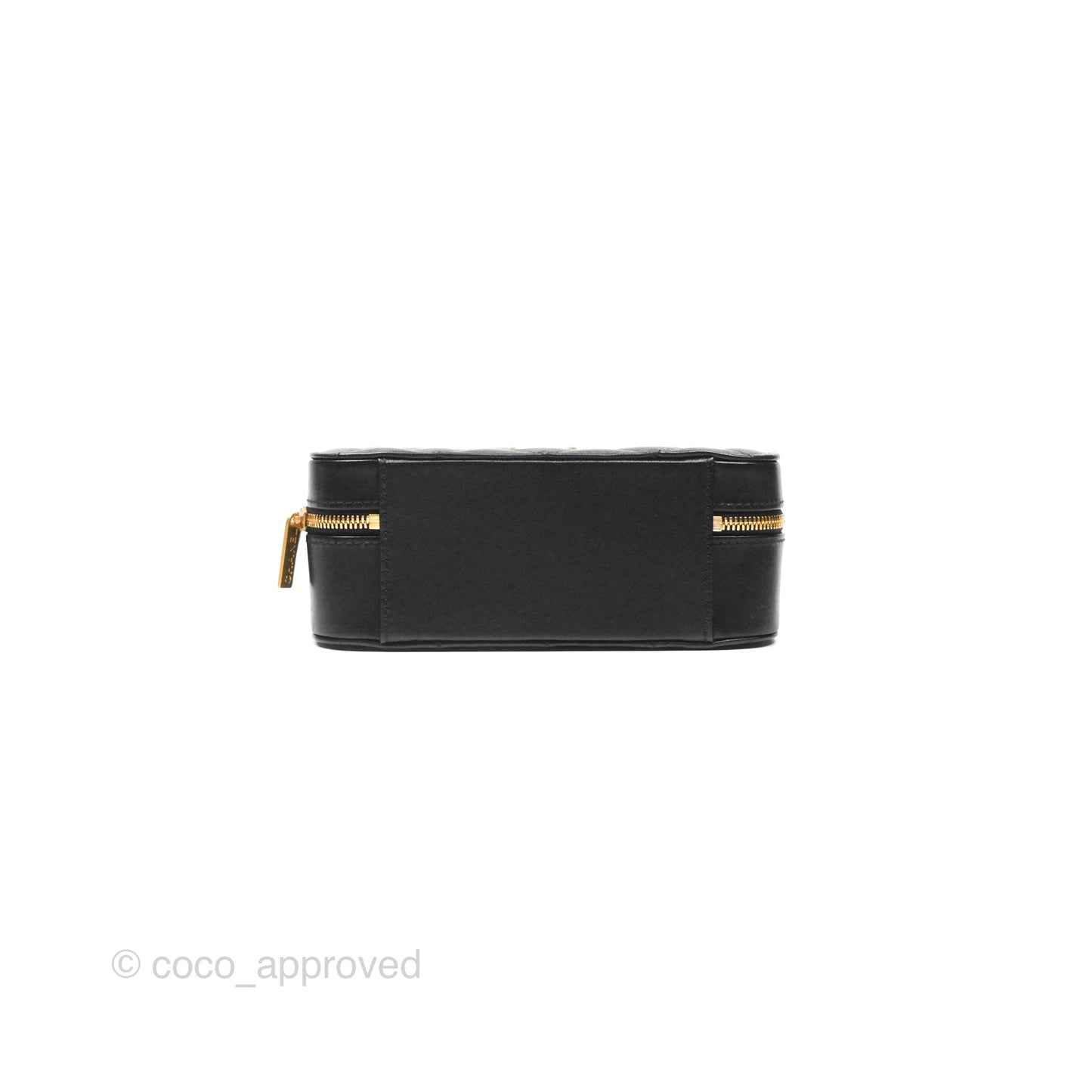 Chanel Top Handle Vanity Case Black Lambskin Aged Gold Hardware 22A