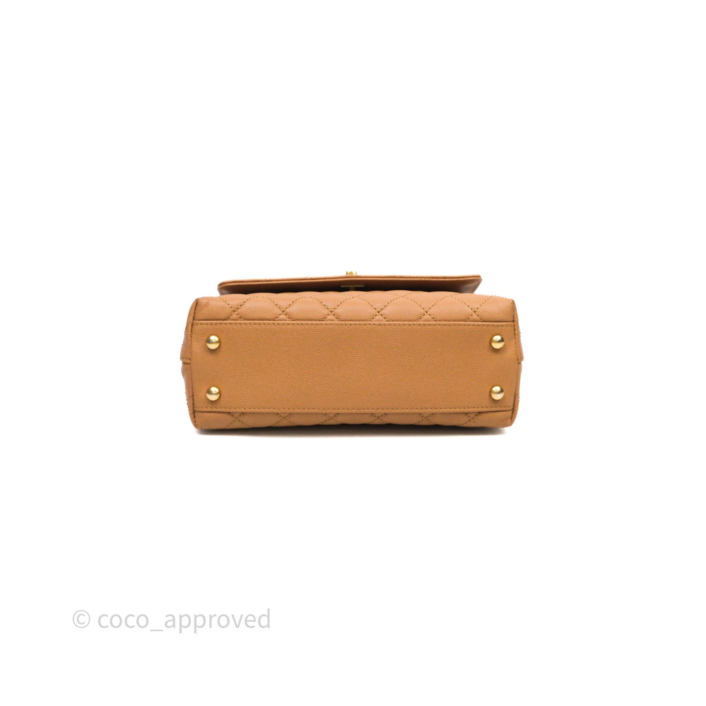 Chanel Small Coco Handle with Chain Handle Beige Caviar Aged Gold Hardware 23P