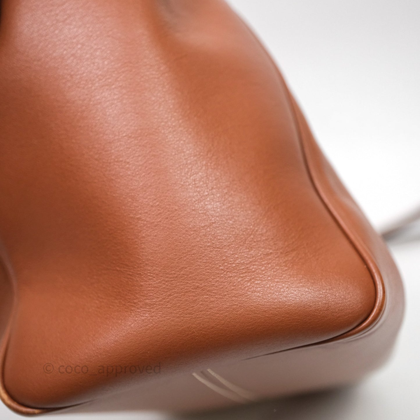 Celine Drawstring Cabas Tote Bag Triomphe in Grained Calfskin Tan